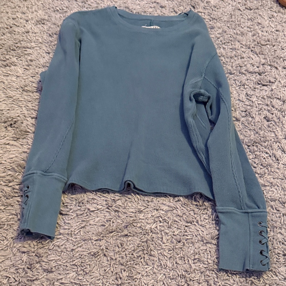 We The Free Long Sleeve Thermal Top in Teal Blue